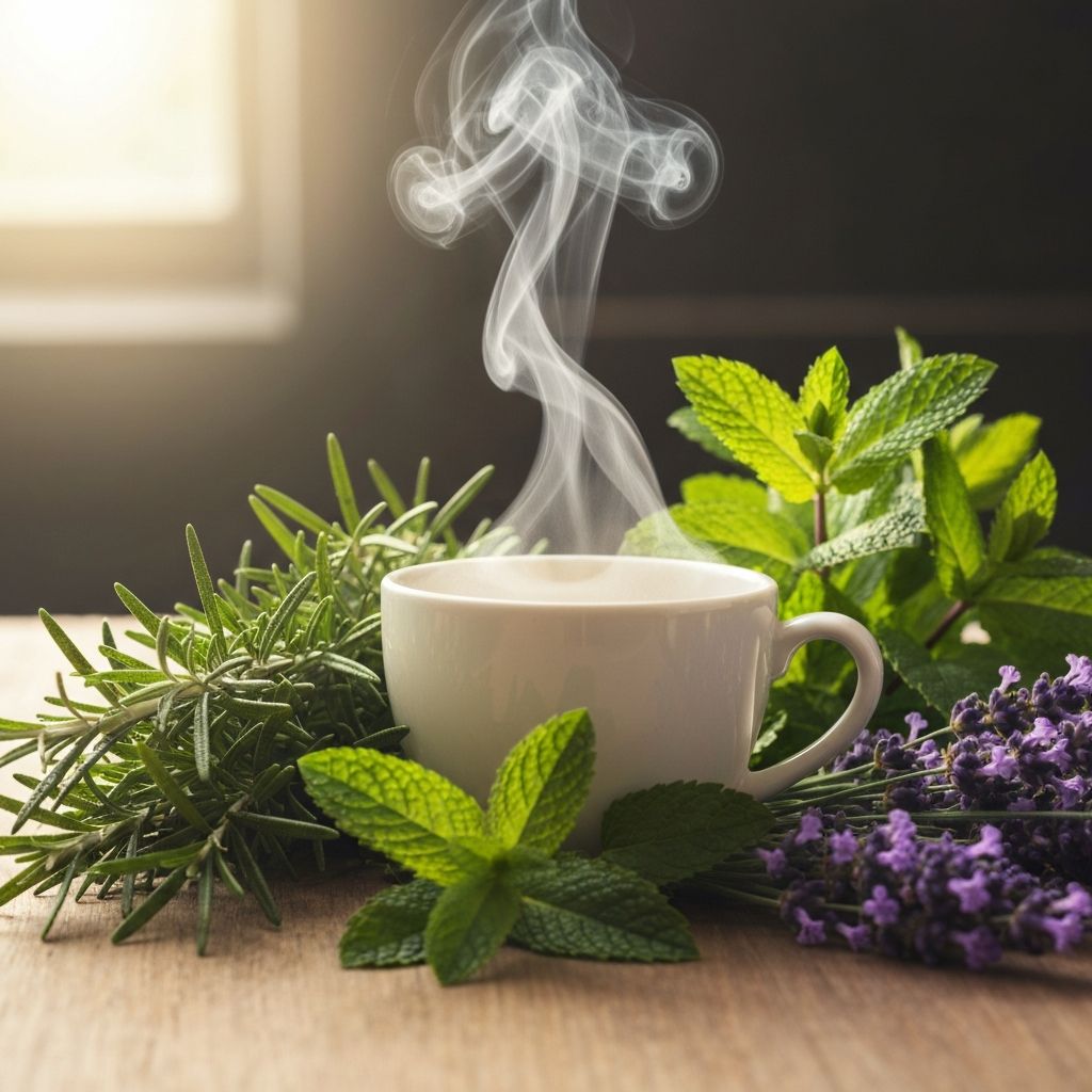 Persiapan teh herbal dengan tanaman segar